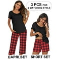 thumbnail image 3 of Ekouaer 3 PCS Capri Pajamas for Women Set Short Sleeve Pajama Sets Floral Pj Sets Soft Sleepwear with Pockets, 3 of 7
