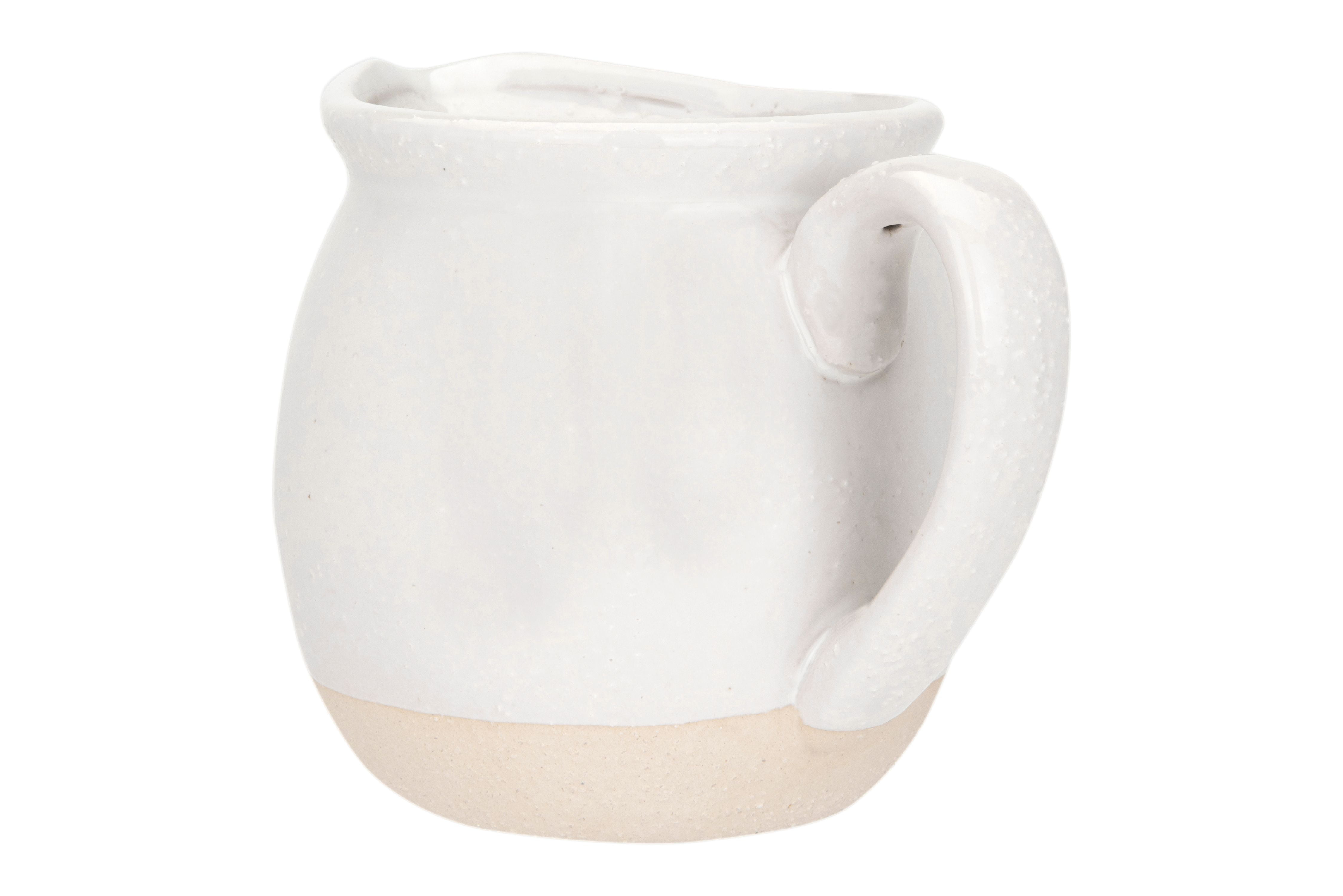 Creative Co-op Black Stoneware Matte Cream Base Pitcher