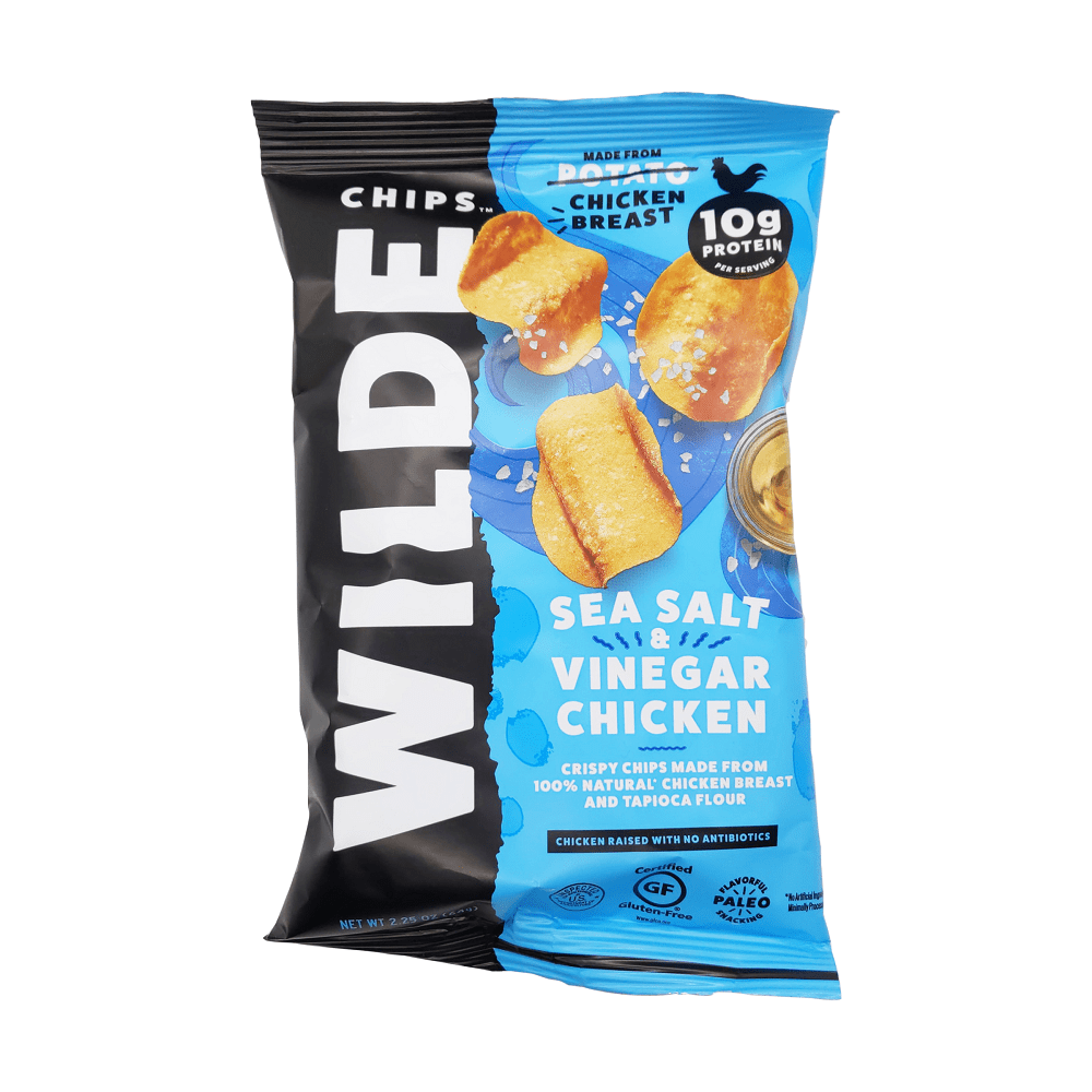 Wilde Gluten Free Sea Salt & Vinegar Chicken Chips, 2.25 oz [Pack of 12