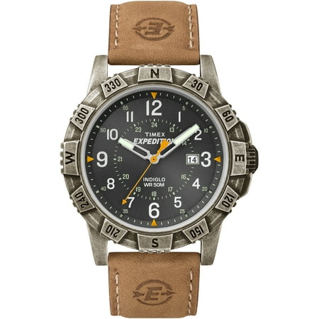 Timex Men's Expedition Rugged Metal Field Watch, Tan Leather Strap
