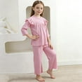 thumbnail image 1 of Conjuntos de ropa de casa para niños con cuello redondo y mangas voladoras, pijamas casuales y cómodos de color sólido, conjunto de dos piezas para niñas bebés, ropa con aire acondicionado, conjunto d, 1 of 5