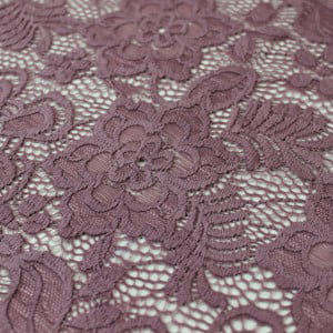 Deep Mauve Floral Scallop Edge Nylon Spandex Stretch Lace Fabric, Raspberry  Creek Fabrics