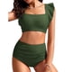 thumbnail image 1 of Conjunto de bikini Kate Kasin, cintura alta, volantes, cobertura total, mujer, 1 of 8