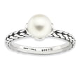 thumbnail image 1 of Sterling Silver Stack Exp. 7.0-7.5mm White FW Cultured Pearl Ring Size 9, 1 of 3