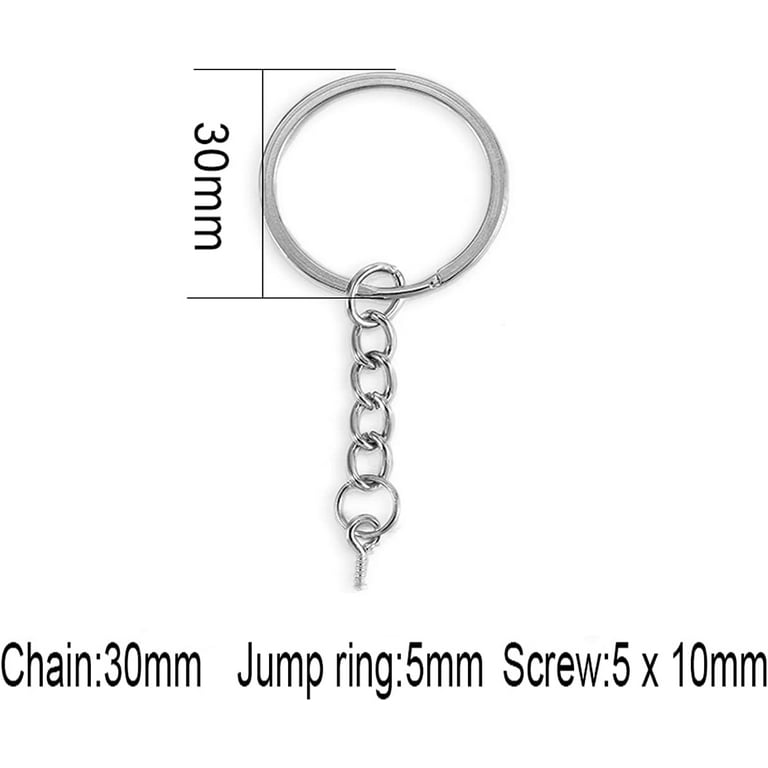Key Ring Set 20 Keyrings Chain Link Metal Key Ring Hoops 100 Open Jump  Rings + 100 Screw Eye Pins 24mm Split Key Ring For DIY Keyring Crafts  Jewellery