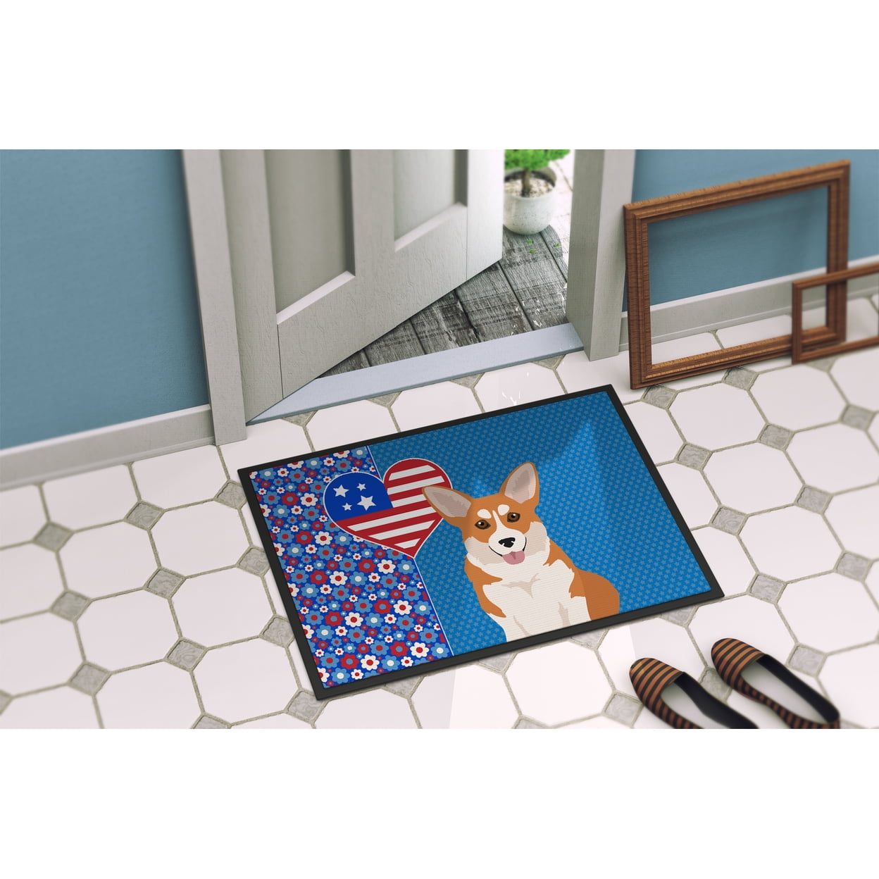 Red Pembroke Corgi Indoor or Outdoor Mat 24x36 36 in x 24 in
