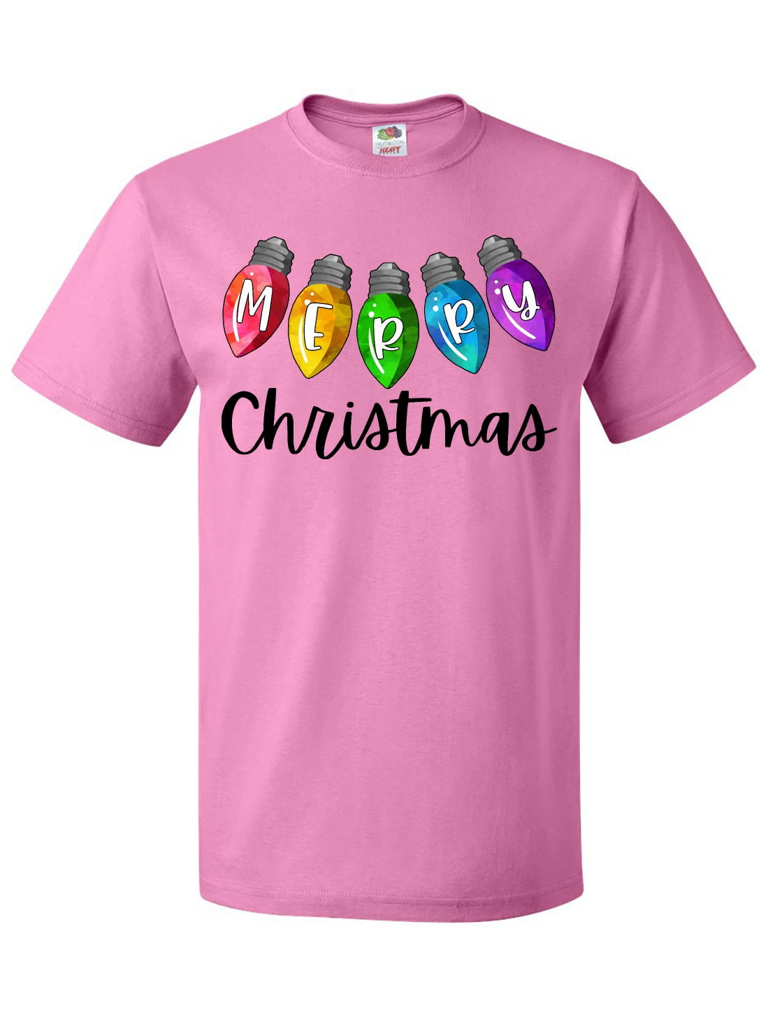 Inktastic Merry Christmas Rainbow Holiday Lights TShirt