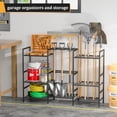 thumbnail image 3 of 6-Tier Garden Tool Organizer for Outdoor Storage, Yard Tool Rack for Garage Organization and Storage, Holds 90 Long-Handled Tools, Sturdy Steel Tool Holder with 3 Hooks, 44.96"W x 11.89"D x 31"H", 3 of 6