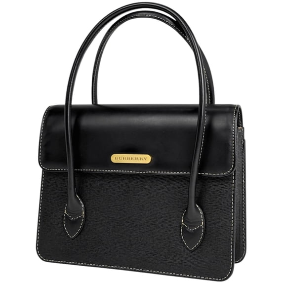 Pre-Owned Burberry logo handbag, leather, black, women's.