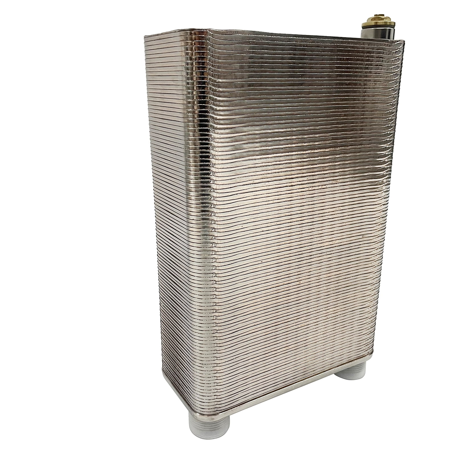 INTSUPERMAI 100-Plate Domestic Water to Water Brazed Plate Heat Exchanger 1/2"~1" MPT Ports Hot Water Heating System Stainless Steel