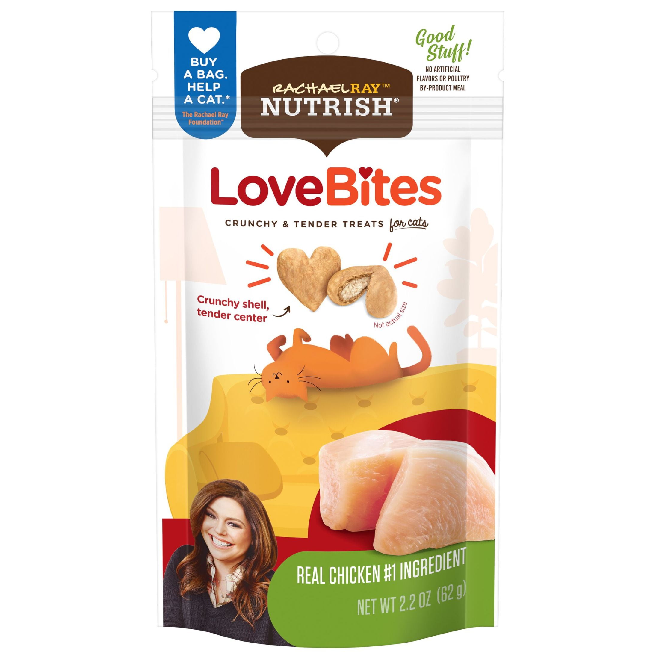(4 pack) Rachael Ray Nutrish Love Bites Dry Cat Treats, Chicken, 2.2 oz. Bag