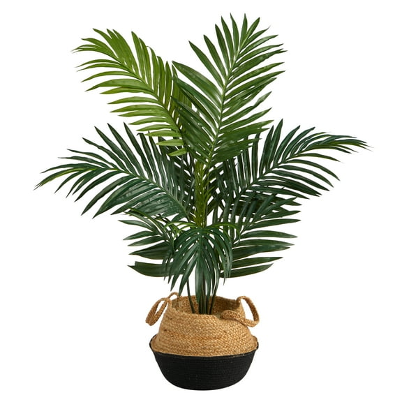 Nearly Natural 4' Kentia Palm Artificial Tree in Woven Planter