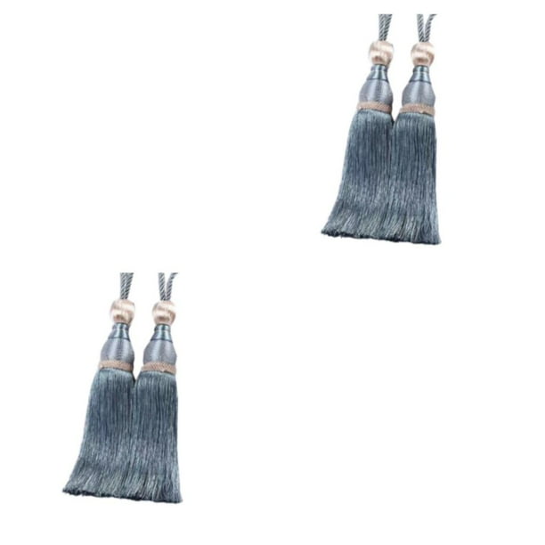 Naiovety 2 alzapaños de cortina duraderos para decoración del hogar, accesorios de habitación con borlas, tejido de cortina con borlas, Gris azul 1 2Conjunto