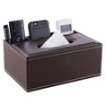 thumbnail image 1 of Caja para pañuelos de piel sintética con 3 compartimentos, dispensador de pañuelos rectangular, caja de almacenamiento multifuncional, organizador de pañuelos, oficina en casa, baño, sala de estar, 1 of 5