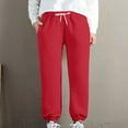 thumbnail image 4 of BiZtdJrK Baggy Cinch Bottom Joggers Pants for Women Plus Size Drawstring Sweatpants Fleece Lined Warm Sweat Pants Solid Casual Trousers with Pockets, Sales of The Day Clearance Red S, 4 of 7
