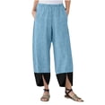 thumbnail image 2 of Hrsba Wide Leg Pants for Women,Solid Color Patchwork Corduroy Full Length Casual Summer Lightweight Daily Wear Trousers，S, 2 of 6