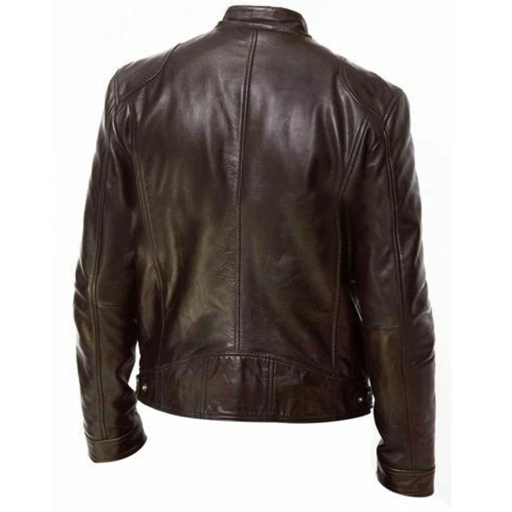 Hontri Stand Collar Polyester, Leather Jacket (Men's)