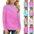 thumbnail image 2 of XADYUY Long Sleeve T Shirts for Girls 10-12 Crewneck Winter Shirts for Girls Casual Basic Girls Tops Loose Tie Dye Girls Sweatshirts 9-10 Years,Watermelon Red, 2 of 6