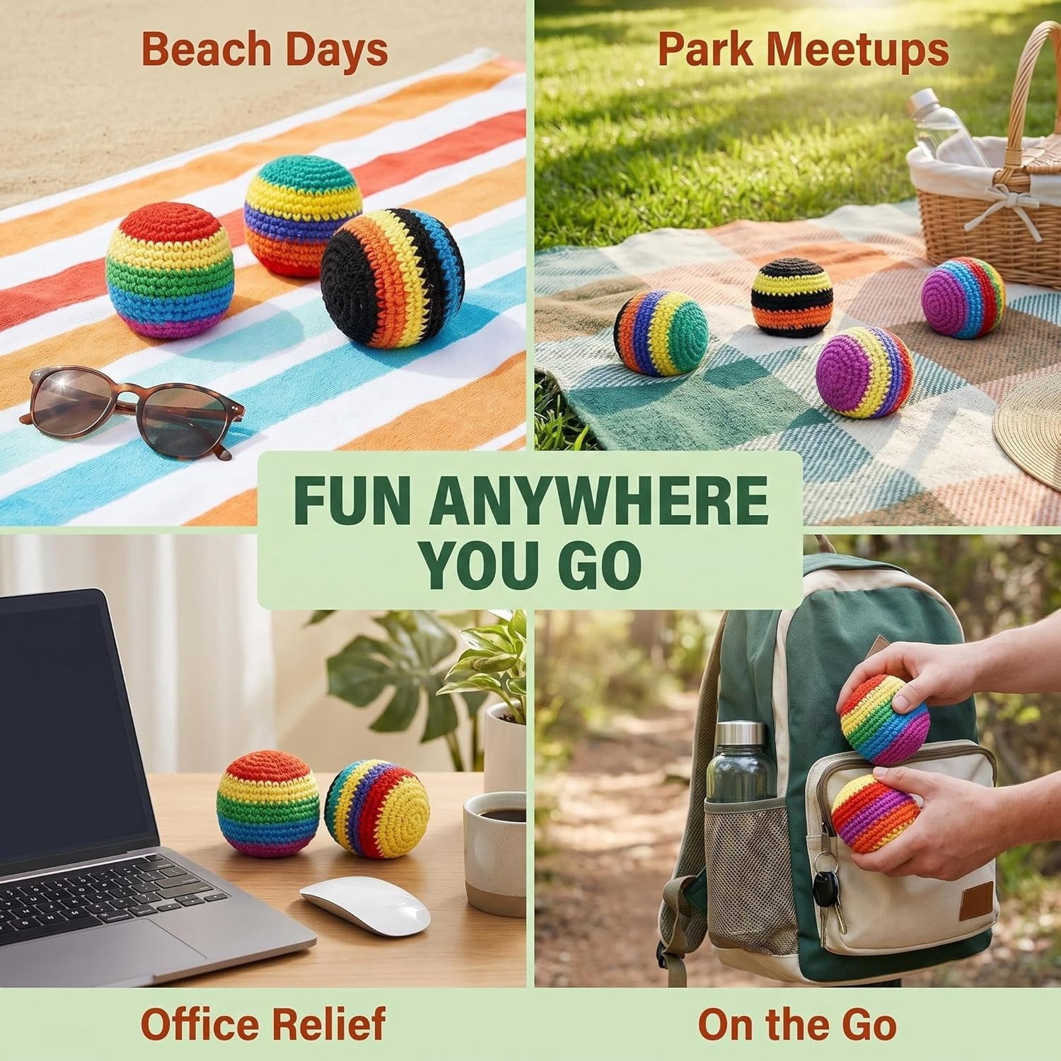 Color Random Footbags Purely Handmade Balls for Adults Multiple Colors are Suitable for Beginners, Coordinating Balance Exercises