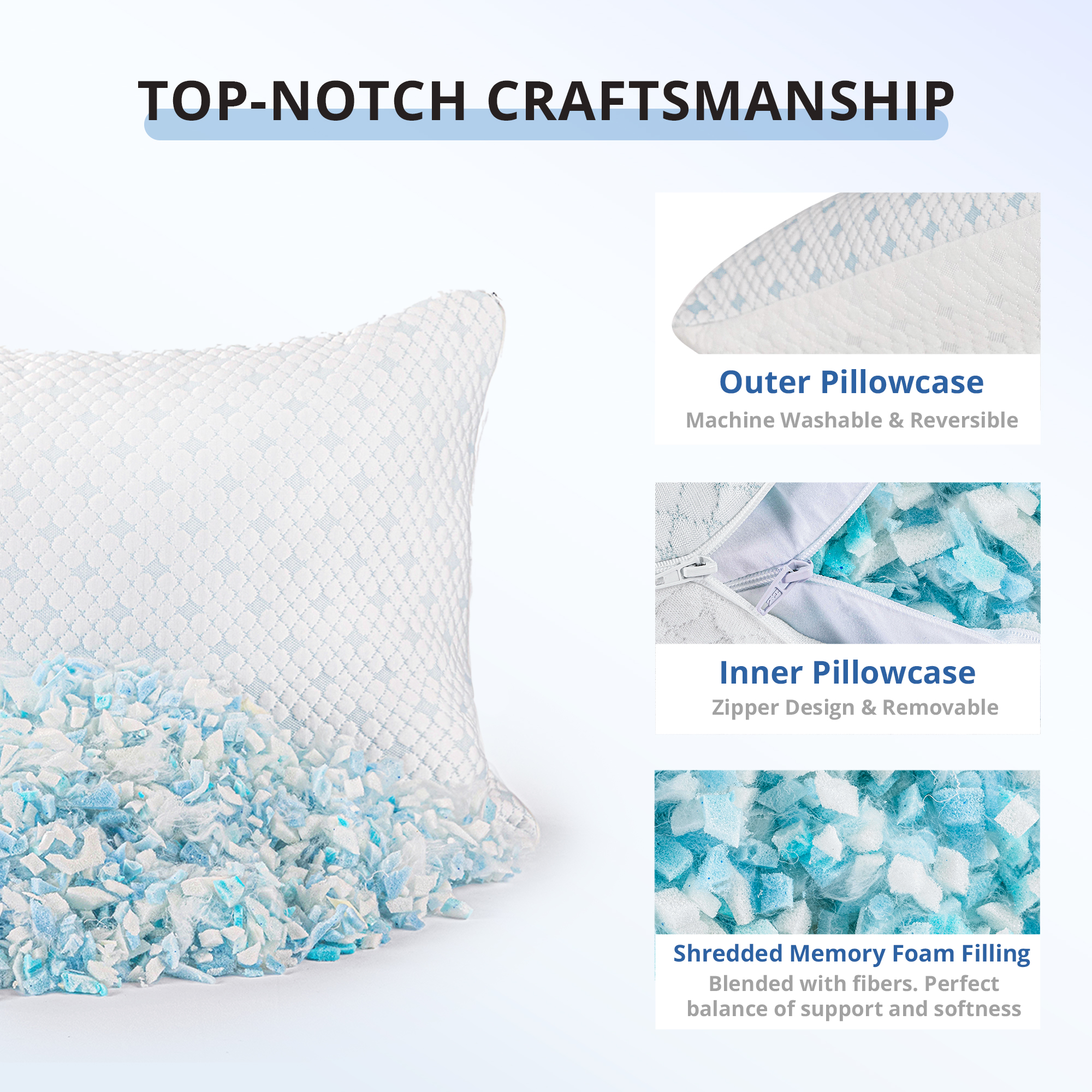 Egohome Adjustable Cooling Memory Foam Pillow 2-Pack photo 5