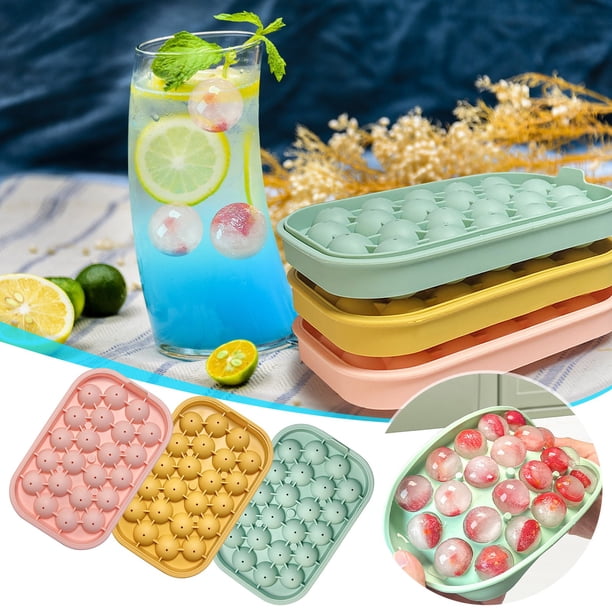 Molde de cubos de hielo 3D con tapa - Bandeja de hielo de silicona de 22 cubos para frigorífico, diseño de fácil liberación y apilable, material alimentario sin BPA