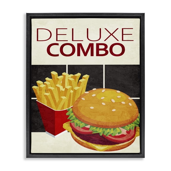 Stupell Industries Eclectic Deluxe Combo Fast Food Black Floating Frame Canvas Art, 17 x 21, by Kim Allen