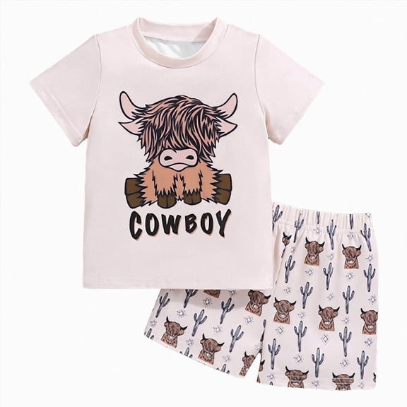 Xudanell Toddler Boy Clothes Kids Summer Cotton Outfits Shirt Short Sets Size 2-7 (7-8 Years,Beige)