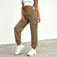 thumbnail image 5 of Cmfcve Cargo Pants for Women Lightweight Hiking Pants High Waist Drawstring Casual Joggers with Pockets, 5 of 6
