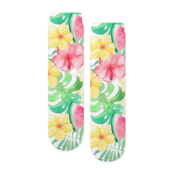CafePress - ALOHA Hawaii Summer Flowers And Fun - Unisex Novelty Printed Crew Adult Socks