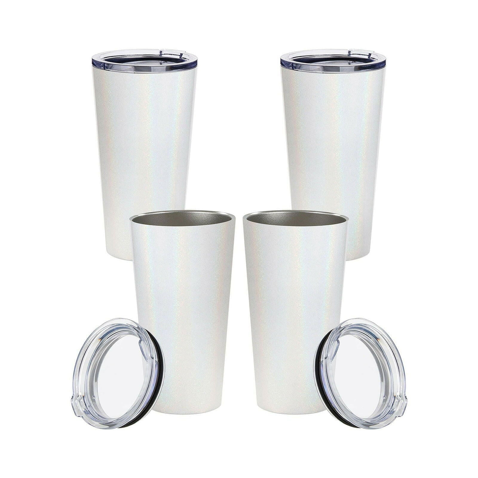 Craft Express 4 Pack 16oz Glitter Sparkling Stainless Steel Sublimation Tumbler with Lid