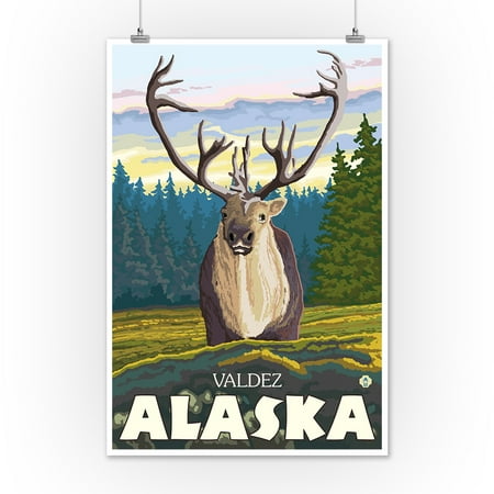 Caribou in the Wild - Valdez, Alaska - LP Original Poster (12x18 Art Print, Wall Decor Travel ...