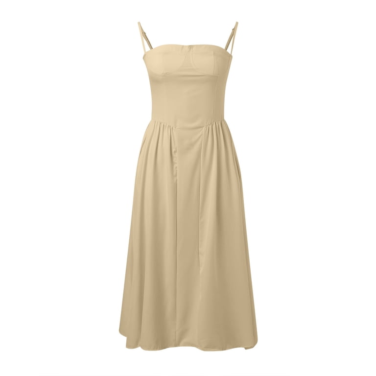 Women's Sleeveless Backless Bandage Dress - Solid Color A-Line Maxi Dress,  Polyester Party Beach Wear - Walmart.com