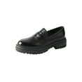 thumbnail image 3 of TMA EYES British Style Round Toe Chunky Platform Slip-On Loafers Women's Leather Shoes, 3 of 5