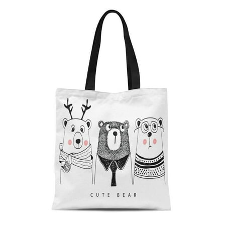 KDAGR Canvas Bag Resuable Tote Grocery Shopping Bags Cute Bear Panda Girl Baby Love Deer Best Sweet Tote
