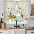 thumbnail image 3 of Swag Valance Curtains for Windows, White Daisy Light Filtering Kitchen Curtains, Spring Floral Elegant Pastoral Bees Watercolor Window Treatment Valances for Living Room, 36x45 - 2 PCS, 3 of 9