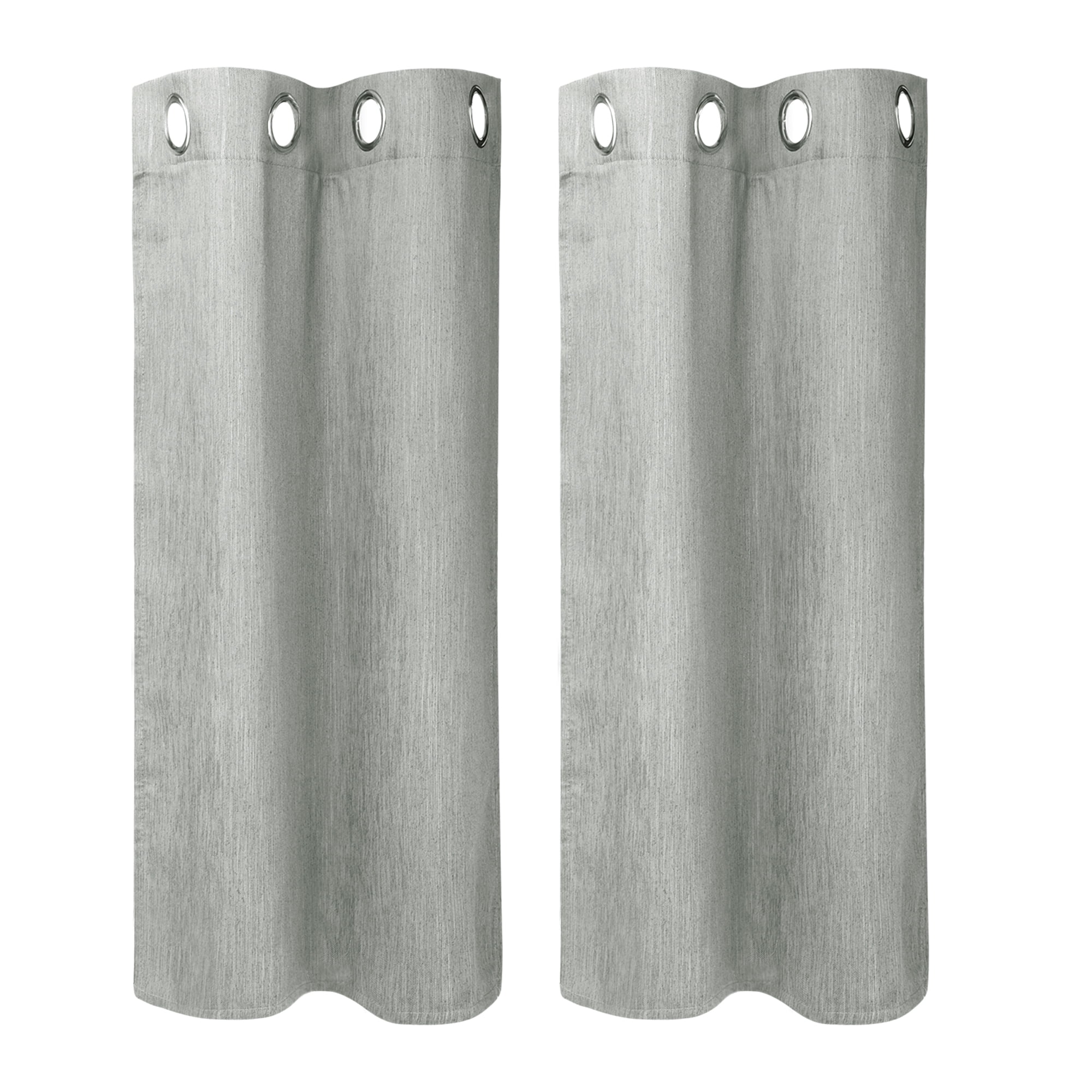 Unique Bargains 2 Panels Kitchen Linen Look Blackout Curtains Gray 29"W