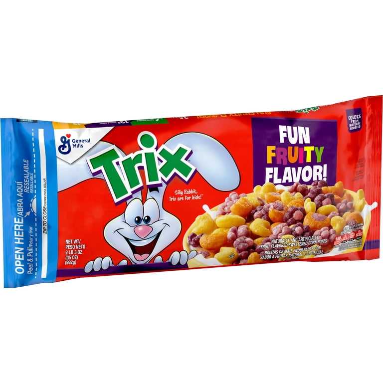 Trix Fruity Breakfast Cereal 35 oz Resealable Bag with Colorful