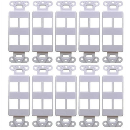 White 4-Port Decora Keystone Jack Wall Insert HDMI, Cat5/6, USB and DisplayPort (10 Pack) 