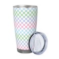 thumbnail image 2 of Lsque Colorful Checkerboard Pattern 20oz Car Cup with Lid and Straw, Insulated Coffee Cup with Straw Topper, Spill Proof Travel Coffee Mug, Stainless Steel Tumble-Without Straw, 2 of 8