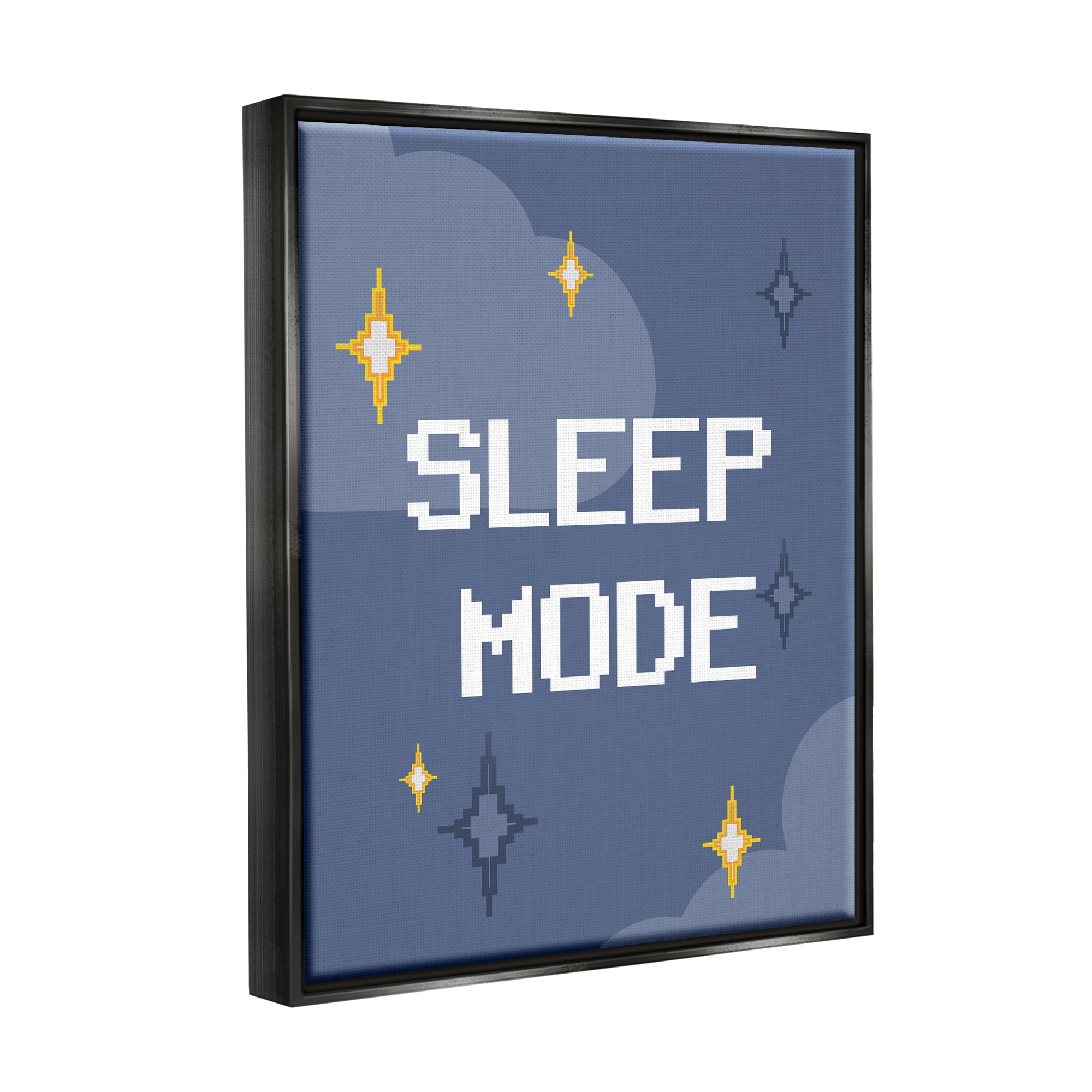 Stupell Industries Sleep Mode Pixel Stars Nature Painting Black Floater Framed Art Print Wall Art, 17 x 21