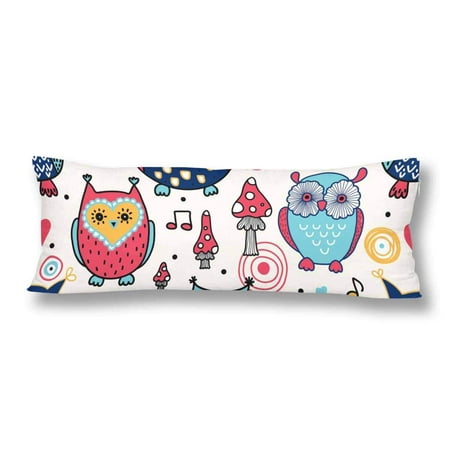Gckg Cute Owls Seamless Pattern Body Pillow Covers Case