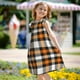thumbnail image 5 of Fotbe Orange Plaid Vestido de Dormir para Niñas de 3 a 10 Años, Mangas Cortas, Estilo Princesa, Pijama Camisón con Mangas Voladas-XX-Large, 5 of 6