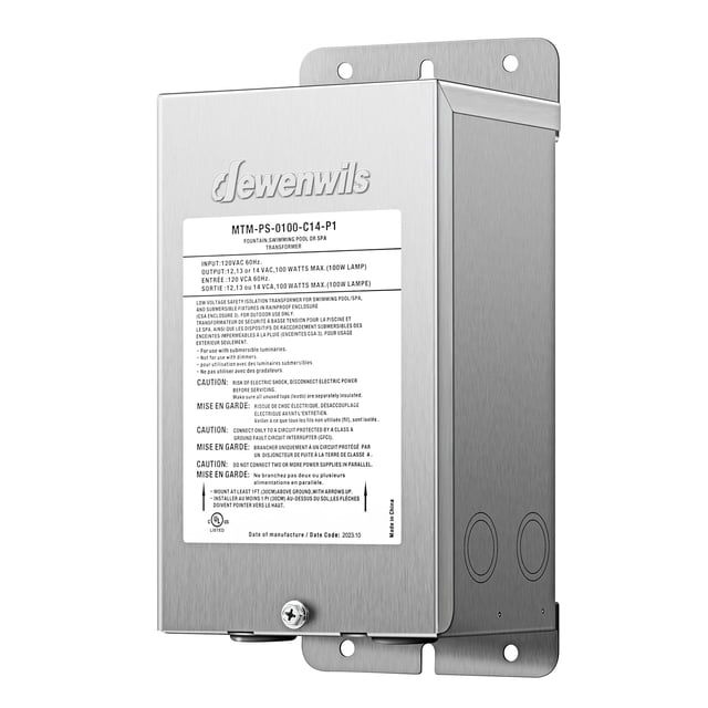 Transformador de luz para piscina DEWENWILS de 100 W, 120 V AC a 12 V/13 V/14 V