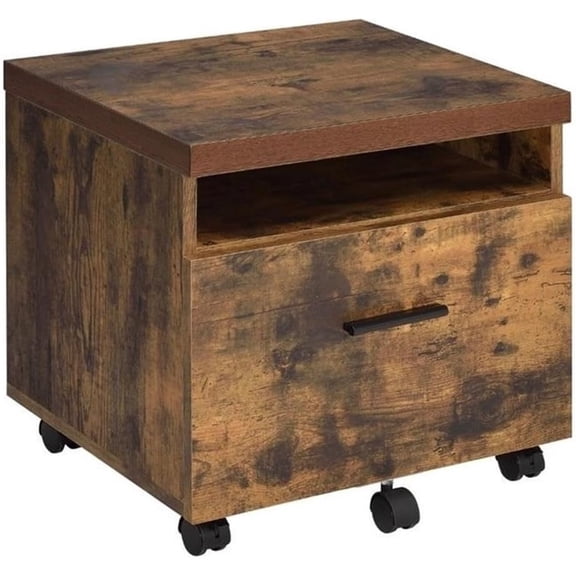 Weathered Oak and Black 1-Drawer File Cabinet