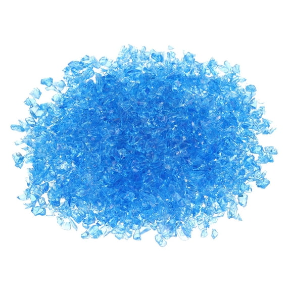 0.66 Pound Fire Glass Stone, 3-6mm Reflective Fire Pit Glass Rock for Fireplace, Light Blue