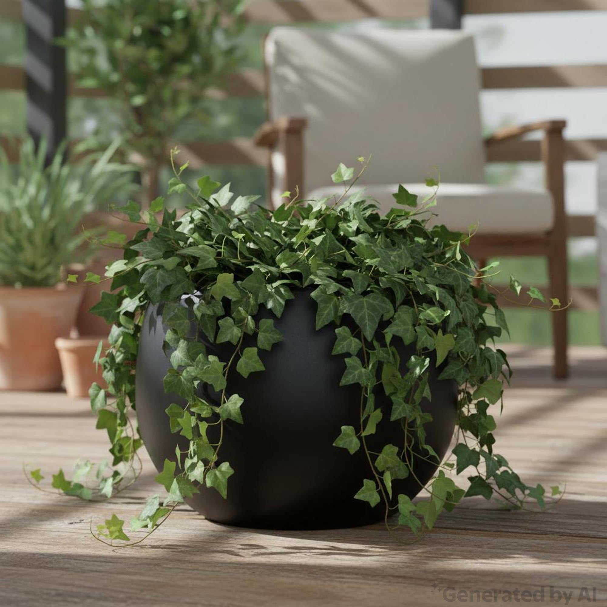 Mainstays Jordan 16" x 16" x 12" Large Round Rich Black Resin Planter