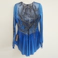 thumbnail image 6 of LIUHUO Blue Mesh Figure Skating Dress with Rhinestone Decor, Long - Sleeve, for Women & Girls, Performance - Ready, 6 of 10