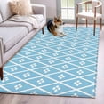 thumbnail image 2 of Minimalist Art Kitchen Runner Rug 2.7x5 Washable Runners for Hallway Non Slip Boho Abstract Floral Lattice Light Blue Large Area Rug Indoor Carpet for Bathroom Laundry Entryway Bedroom Living Room, 2 of 9