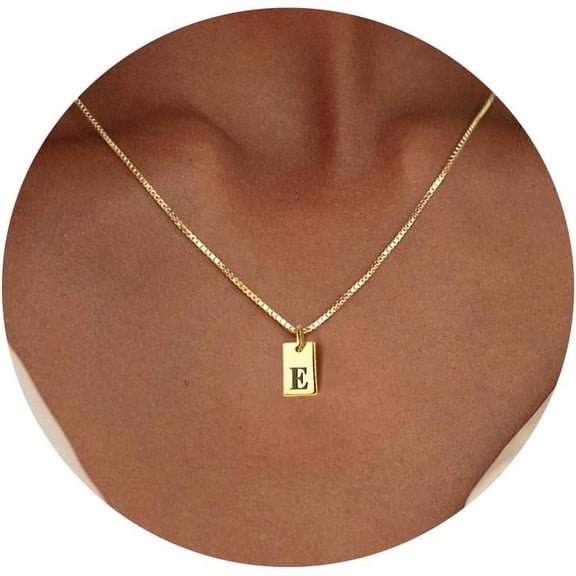 Gold Initial Necklaces For Women Non Tarnish, 14K Gold Plated Dainty Square Letter Pendant Charm Necklace Waterproof A-Z Trendy Thin Chain Name Necklace Personalized Jewelry Gifts[o5270]