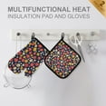thumbnail image 4 of Yayeee Oven Mitts and Pot Holder Set of 4 Heat Resistant Kitchen Gloves Baking Hot Pad, Small Colorful Flower, 4 of 5